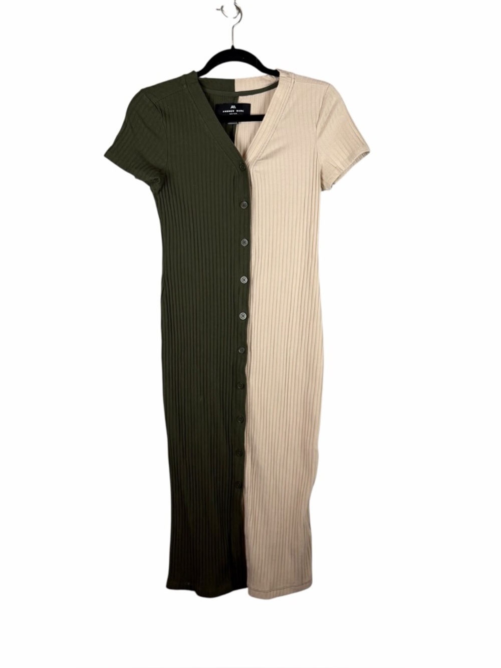 Andrew Marc Colorblock Ribbed Midi Dress Size S